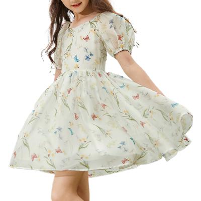 China Wholesale Washable Women's Summer Dress Chiffon Dress Perspective Elegant Floral Print Dress for sale