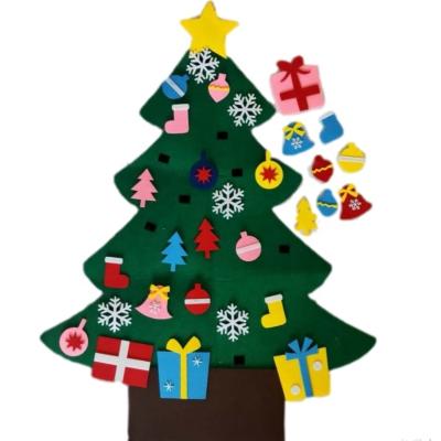 China DIY 3d Felt Home Door Ruled Christmas Tree Set With 28 Pcs Ornaments Free Felt Christmas For Kids for sale