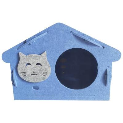 China Custom Wholesale Colorful Fashion Cute Boom Stuffed Plush Felt Cat Bed Cattery Cat Nest Pet House for sale