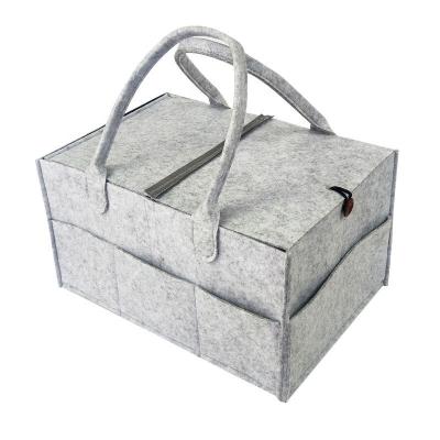 China Portable Baby Diaper Bag Felt Mummy Cart Baby Felt Diaper Organizer Nursery Multi-pocket Storage Night Light for sale