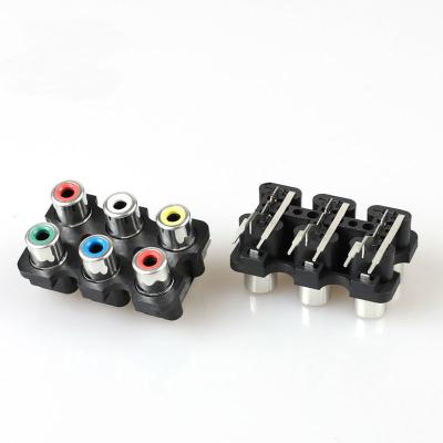 China 6pin RCA Jack Connector Socket RCA Female Connector PCB Mount Audio Connector AV6-7 for sale