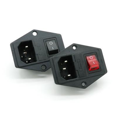 China AC Inlet Male Socket Commercial Power Socket With Fuse Switch C13 C14 Socket Panel AC DC Male Socket for sale