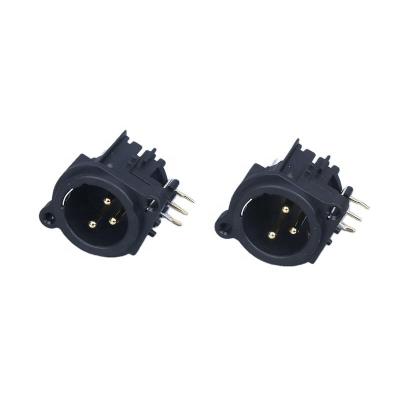 China XLR Male Adapter Pin Connector 3-Pin Panel Mount Jack Right Angle Connector XLR-09 for sale