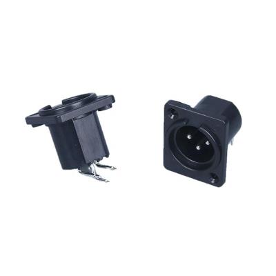 China Audio Connector 3 Pin Male Audio Adapter Jack XLR Chassis Mount Plug Connector for sale