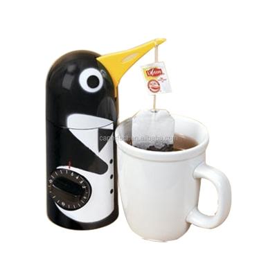 China CE ROHS Kitchen Viable Mechanical Penguin Shaped Tea Timer Regeneration Colors Designed Kitchen Timer for sale