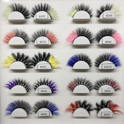 China 3D Eyelash 25mm Natural Colored Mink Color Lashes Long Fluffy False Lashes Bulk Colored False Eyelashes For Dramatic Makeup for sale