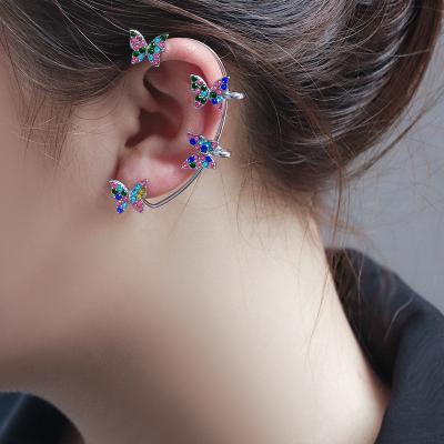 China TRENDY butterfly cuff wrap earrings for women no piercing butterfly ear clips around ear stud earrings for sale