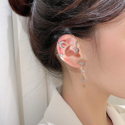 China 2022 Amazon temperament FASHIONABLE simple light wind lightly inlaid star moon earring cuff ear clip for sale