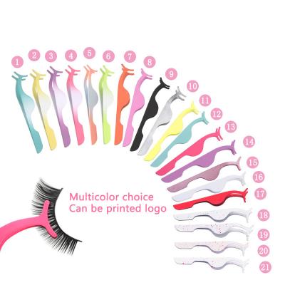 China Custom Logo Printed Private Label Eyelash Tweezers Volume Eyelash Extension Lash Tweezers for sale