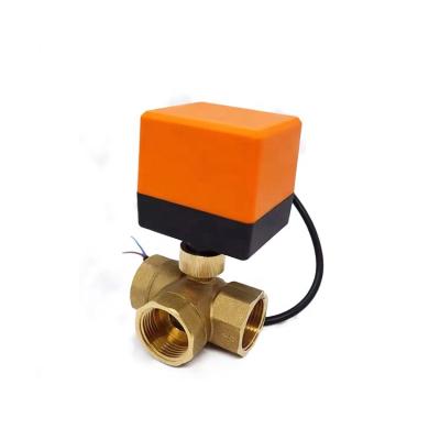 China General Electric Motor Mini Ball Valve 3 Way 1 Inch Brass Bronze 3 Way Motorized Ball Valve for sale