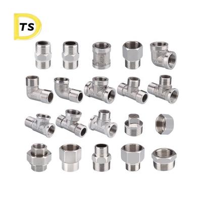 China 304/316 Sanitary Stainless Steel Piping Materials SS304/316 Stainless Steel Pipe Fittings Unions Threaded Elbow For Water Supply for sale