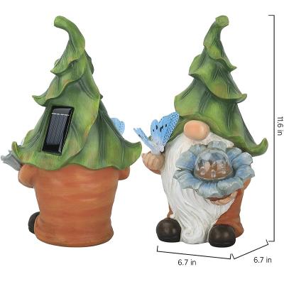 China USA Decoration Patio Yard Lawn Indoor Outdoor Ornament Resin Solar Gnome Figurine for sale