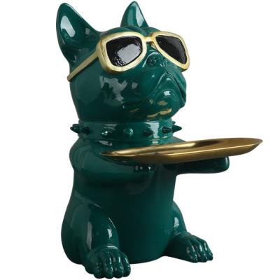 China 2021 Europe Colorful Sculpture Resin French Bulldog Fashion Customized Modern Home Figurine for sale