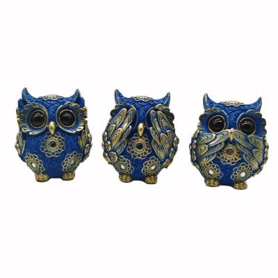 China Europe Resin Opens Home Decor For Shelf Bedroom Living Room Animal Carvings Cute Statue Owl Gifts for sale