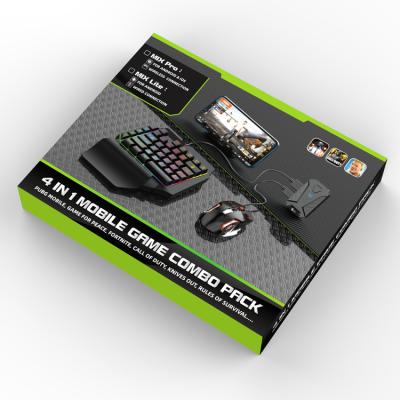 China Play Game 4 in 1 Mechanical Keyboard+Gaming Mouse Combo+Holder+Adapter Radio for Android/IOS/iPhone /mobile for sale