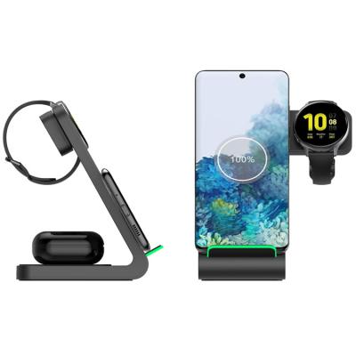 China ABS 3 in 1 Fast Wireless Charging Dock for Samsung Galaxy Watch and Earbuds and Apple Wireless iPhone Mobile Phone Charger for sale