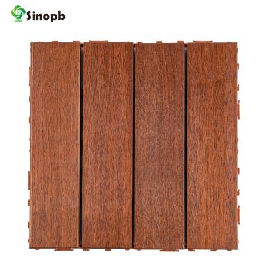 China Exterior Merbau Anti-Slip Solid Decking Easy Interlocking Wood Tile For Balcony for sale