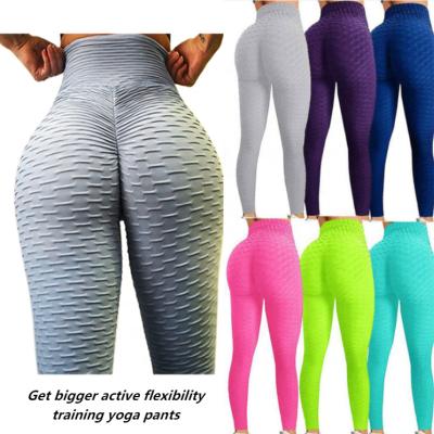 China Waterproof 2021 High Pants Wholesale Bubble Waist Honeycomb Workout Gym Legging Fitness Butt Lift Yoga Legging Crack! crack! for women for sale