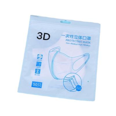 China Recyclable Plastic Ziplock Packaging Bag For Adult/Kids Disposable 3DFace Face Mask Package 50 Pieces Spot for sale