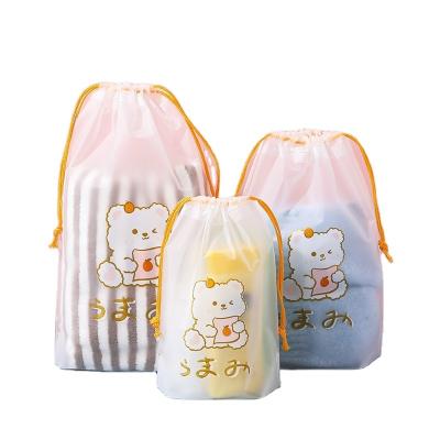 China Recyclable Waterproof Colored Recyclable Drawstring Bags Storage Gift Birthday Frosted Plastic Bag Ready To Ship for sale