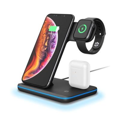 China 2021 modern new design high quality Three-in-one wireless charger bracket fast charging multifunctional wireless charger for sale