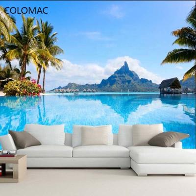 China Contemporary indoor beach seascape wallpaper living room gym background decoration mural for home for sale