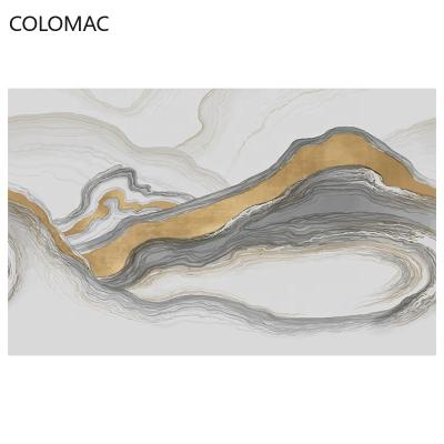 China Custom Colomac Mid Century New Chinese Style Landscape Wallpaper Living Room Marble Background Room Wall Decoration for sale