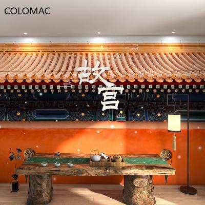 China Forbidden City Chinese Colomac Style Wall Decor Eaves Restaurant Custom Hot Decoration Pot Wallpaper for sale