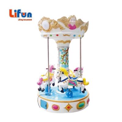 China Kids Mini Body Metal and Fiberglass Base Merry Go Round Playground for 3 Players Children Coin Operated Kiddie Rides Carousel for Sale for sale