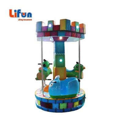 China Metal base body and fiberglass merry coin operated go round kiddie rides 3 seats mini carousel rides for sale for sale