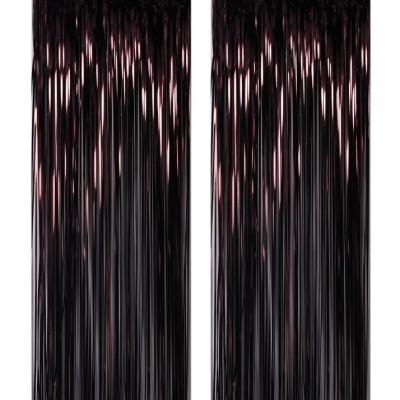 China China Best Festival Decor HX Low Price Dark Series Fringe Rain Shiny Indoor Party Decorate Tinsel Foil Curtain for sale