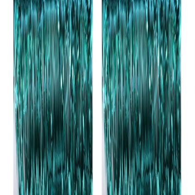 China Green Blue Festival Decor HX Series New Sale Indoor Shiny Fringe Rain Decorate Festival Tinsel Foil Curtain for sale