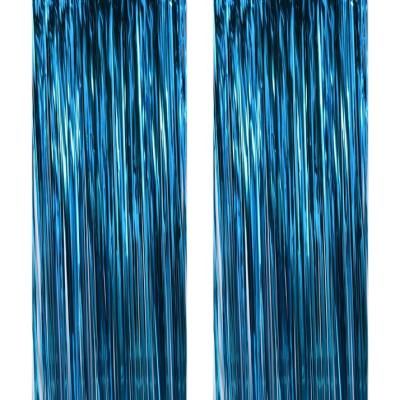 China New Design Decor HX Festival Series Custom Light Blue Fringe Rain Shining Festival Decorate Tinsel Foil Curtain for sale