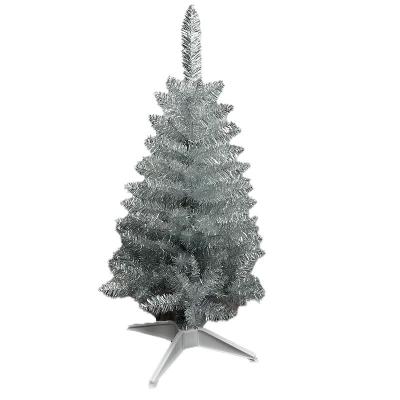 China PEC Manufacturers Trade 3FT Silver Artificial Christmas Tree Fake PET 90cm Brand New Christmas Tree for sale