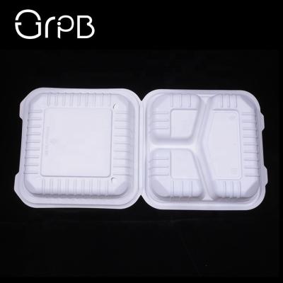 China Microwavable White PP Food Stored Boxes Hinged Clamshell For Take Away Packaging for sale