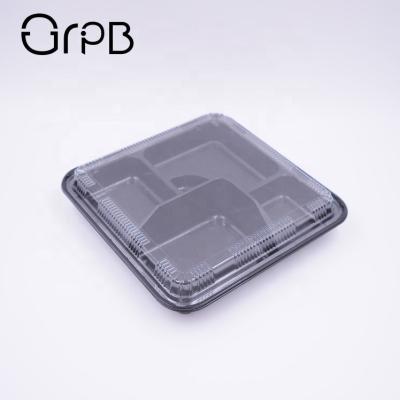 China Stocked 5 Compartments Plastic Transparent Bento Box for sale