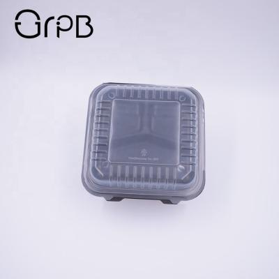 China Stocked 3 Compartments Plastic Food Container Bento Box Double Color Hinged for sale