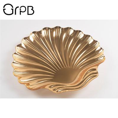 China Elegant Disposable Food Platter Banquet Gold PET Gold Plastic Dishes for sale