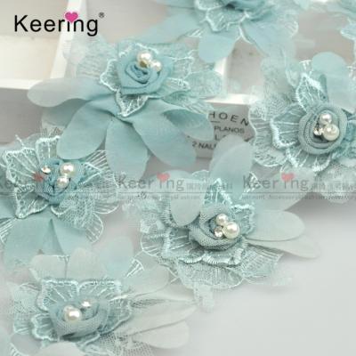 China Bags Wholesale Pearl Lace Trimming Embroidery Flower Beaded Fringe Trims For Dress Accessories for sale