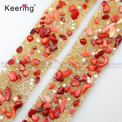 China Flatback Iron On Crystal Rhinestone Heat Transfer Lace Tape With Hot Fix Glue for sale