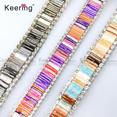 China Flatback Iron On Crystal Glass Resin Beads Tape Hot Fix Rhinestone Applique Trim With Glue for sale