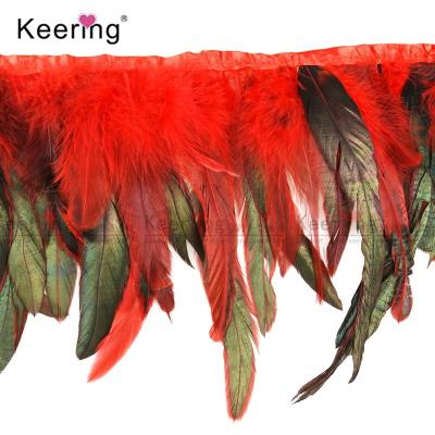 China Chicken feather double garment decoration order color rooster fabric high quality trimming for sale