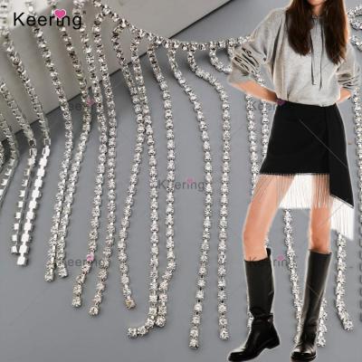 China Sexy Rhinestone Trim Rhinestone Body Jewelry Body Chain Decoration Tassel Crystal Decorative Metal Chain Collar Dress Accessory for sale