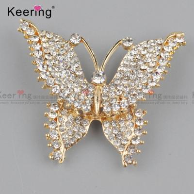 China Bulk Metal Animal Custom Rhinestone Butterfly Gold Decoration Keering Women Jewelry Korean Brooch Pin for sale