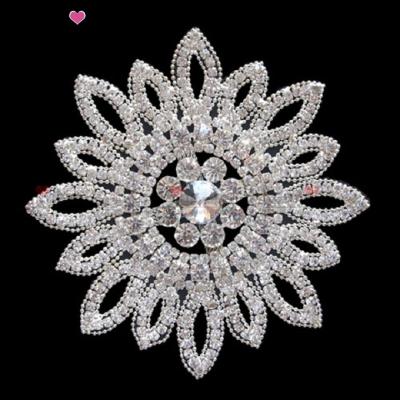 China Whosesale Customize Design Sunflower Rhinestone Embellishment For Hat Decoration WCK-524 11.5cm for sale