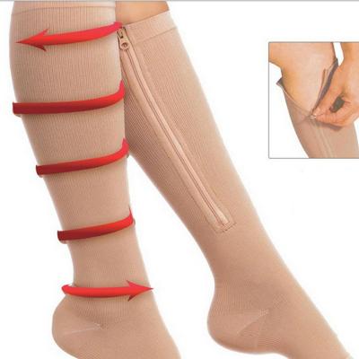 China Breathable Zipper Compression Medical Socks With Zipper Guard And And Open Toe Skin Protection for sale