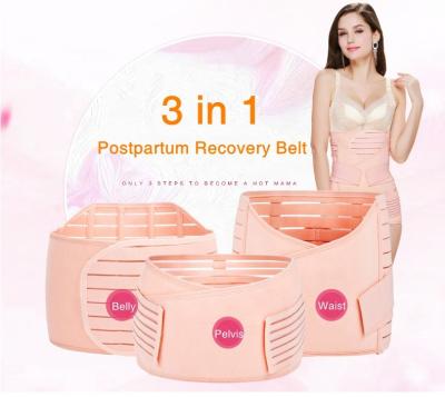 China Antibacterial 3 in 1 Postpartum Maternity Belt Wrap Belt Recovery Support Belly Band Waist Trainer for sale