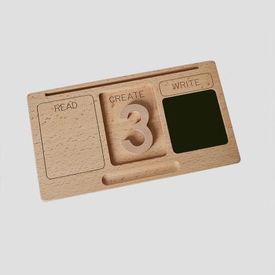 China Wholesale Beech Wood Factory Montessori Training Aid Open Toy Depicting Board Beech Board Solid Wooden Number Black Blocks for sale