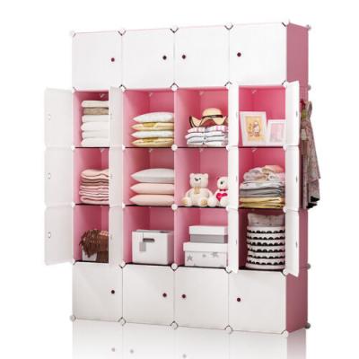 China Living Room 20 Cube Wardrobe Closets Organizer Stackable Plastic Cube Storage Shelves with 3 Hanging Rods for sale