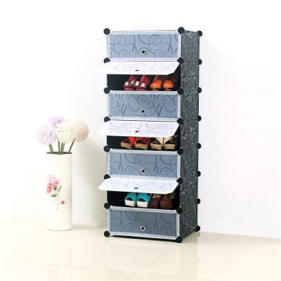 China Behind Doors/On Walls Multi Use 7 Layer DIY Plastic Dustproof Shoe Storage Cabinet for sale